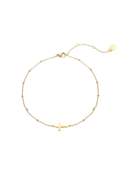 Cavigliera Classica Croce Gold Stainless Steel h5 